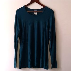 NWOT Women's Cherokee Workwear Scrub Top, Peacock Blue, Size Medium, Long Sleeve